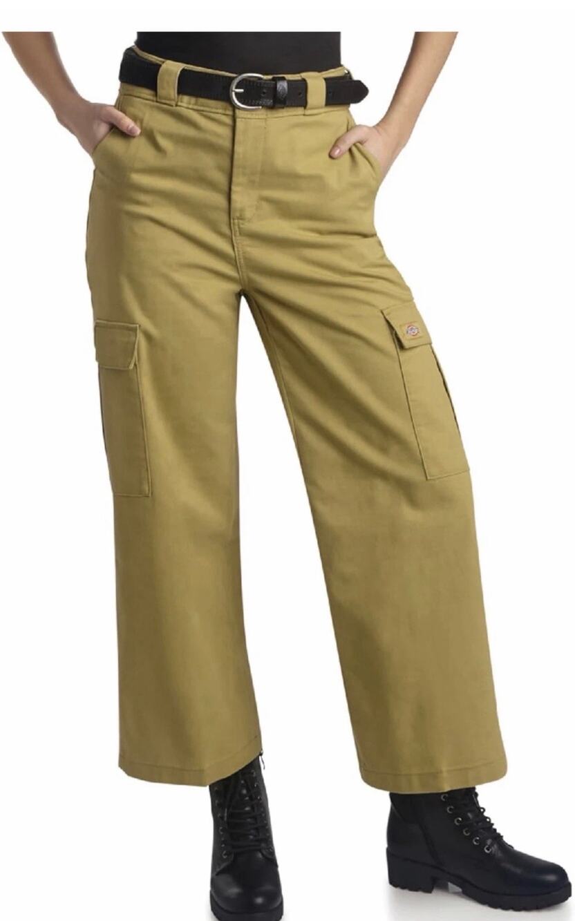 Dickies Women's Sz 6R Workwear Wide Leg Cropped Cargo Pants Khaki skateboarding